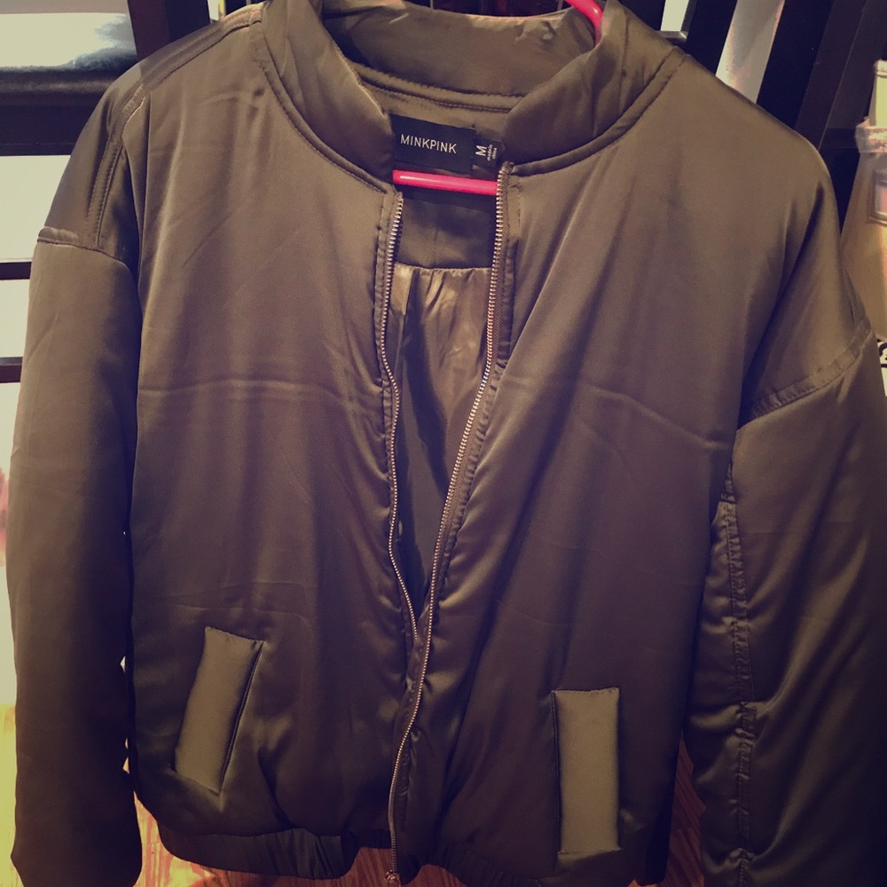 MinkPink Olive Bomber Puffer jacket